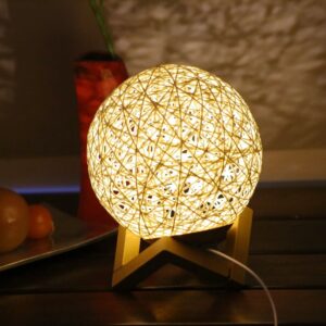 VELADOR DECORATIVO LUNA LLENA RATAN 15CM