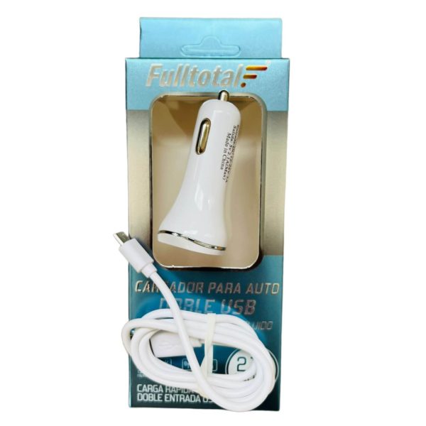 CARGADOR USB-12V DOBLE  CON CABLE TIPO C FULLTOTAL