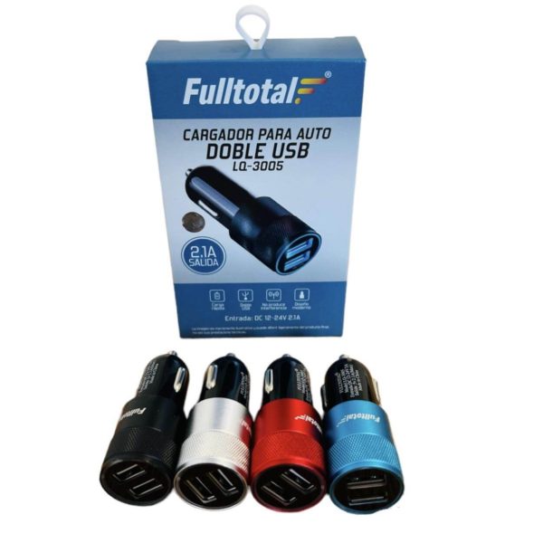 CARGADOR USB-12V DOBLE USB METALIZADO LQ-3005