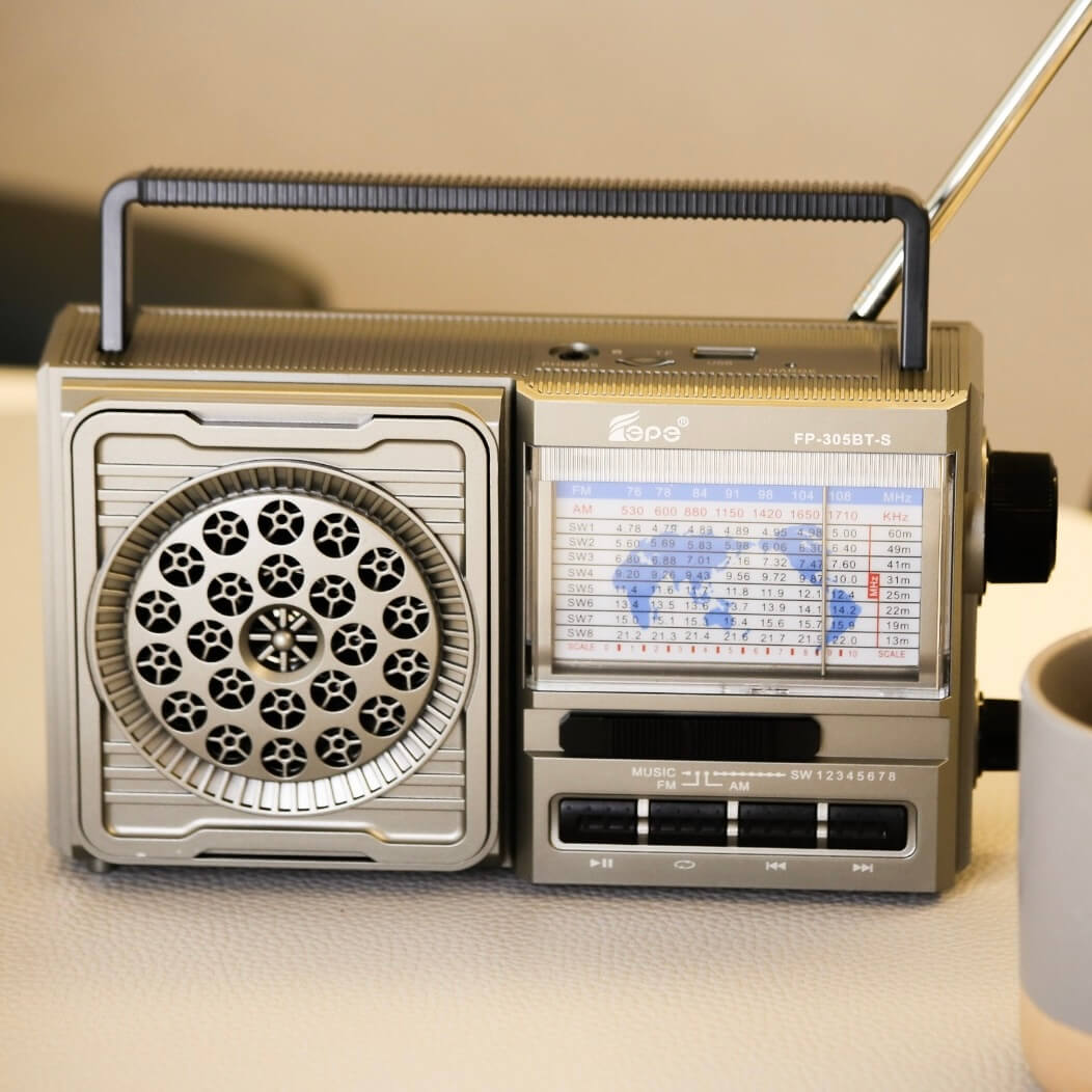 PARLANTE BT Y SOLAR EPE FP-305BT DE DISEÑO VINTAGE C/RADIO AM/FM-TFCARD-USB-ENTRADA AURICULAR