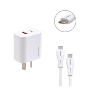 CARGADOR RAPIDO USB+TYPE C A 220V C/CABLE TYPE C-TYPE C
