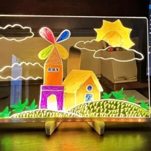 PIZARRRA LED ACRILICO CON MARCADORES Y PAÑO DIY3020 MEDIDA 20*30