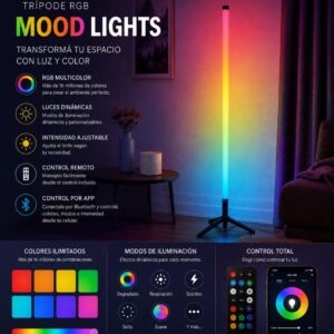 BARRA LUZ USB CON TRIPODE 120CM CON BLUETOOTH Y CONTROL REMOTO Y APP