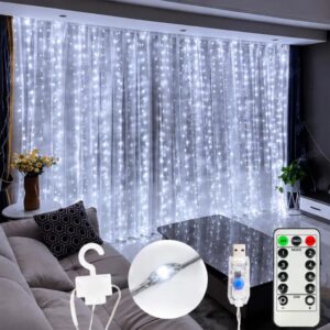 CORTINA LED USB C/CONTROL REMOTO LUZ BLANCA 3X3 300 LED