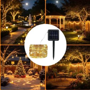 GUIRNALDA LED SOLAR LED 12M 100 LED LUZ CALIDA C/ESTACA