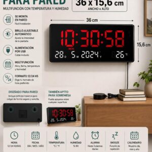 RELOJ DIGITAL LED PARED/MESA JH3609