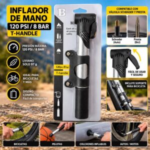 INFLADOR PORTATIL DE MANO ALUMINIO