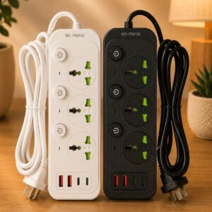 ZAPATILLA FAST CHARGING 3 BOCAS C/INTERRUPTOR + 2 USB + 2 USB TIPO C MOD. P5613U-2504